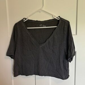 Aerie Women's Charcoal V-Neck Crop Top